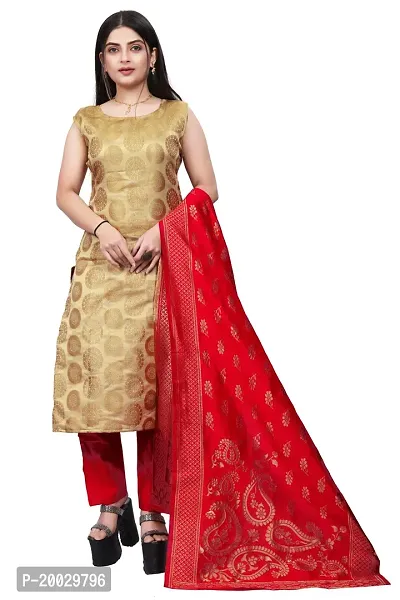 Womens Woven Design Kurta Pant With Dupatta Set