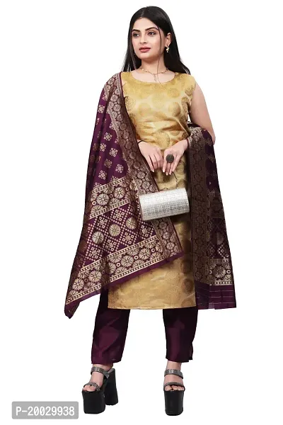 Womens Woven Design Kurta Pant With Dupatta Set-thumb0