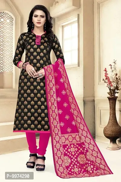 Fancy Banarasi Silk Unstitched  Suit With Duppata-thumb0