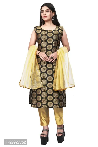 Womens Woven Design Kurta Pant With Dupatta Set