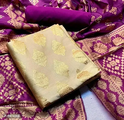 Fancy Banarasi Silk Unstitched  Suit With Duppata-thumb0