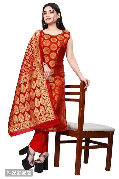 Womens Woven Design Kurta Pant With Dupatta Set