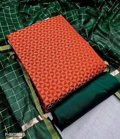 Fancy Banarasi Silk Unstitched  Suit With Duppata-thumb0