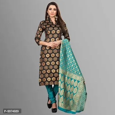 Fancy Banarasi Silk Unstitched  Suit With Duppata-thumb0