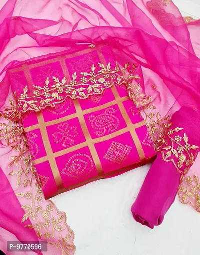 Fancy Design Jacquard Pink Salwar Suit With Dupatta For Women-thumb0