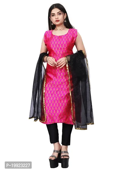 Elegant Pink Jacquard Art Silk Kurta with Pant And Dupatta Set For Women-thumb0