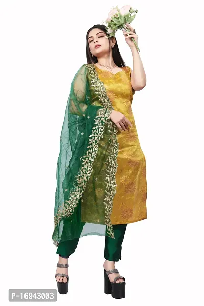 Elegant Yellow Silk Jacquard Dress Material with Dupatta For Women