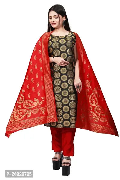 Womens Woven Design Kurta Pant With Dupatta Set