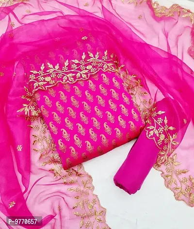 Fancy Design Jacquard Pink Salwar Suit With Dupatta For Women