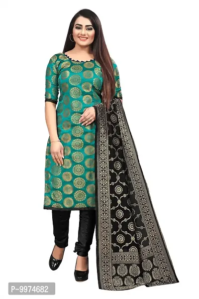 Fancy Banarasi Silk Unstitched  Suit With Duppata-thumb0