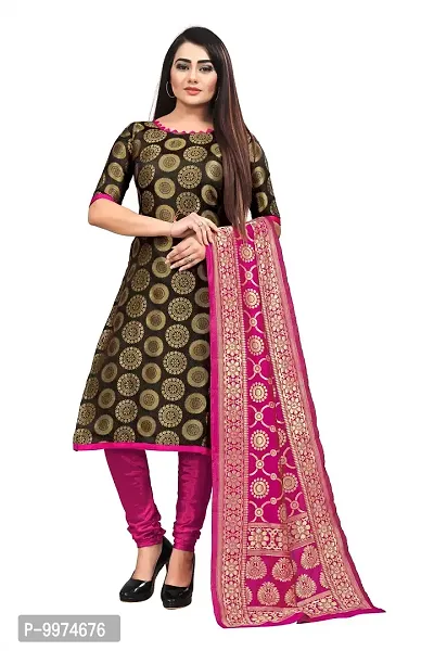 Fancy Banarasi Silk Unstitched  Suit With Duppata-thumb0