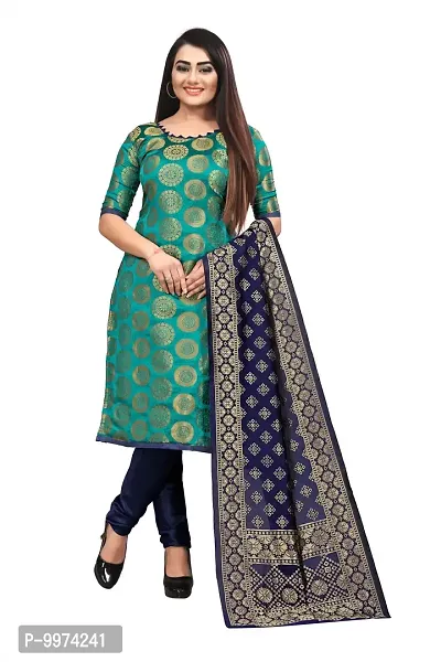 Fancy Banarasi Silk Unstitched  Suit With Duppata-thumb0