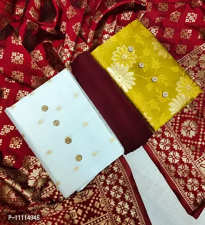 Elegant Banarasi Silk Dress Material With Dupatta Combo