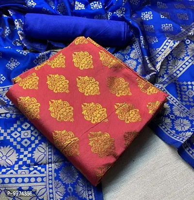 Fancy Banarasi Silk Unstitched  Suit With Duppata-thumb0