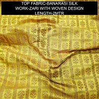 Elegant Yellow Banarasi Silk Brocade Dress Material without Dupatta For Women-thumb1