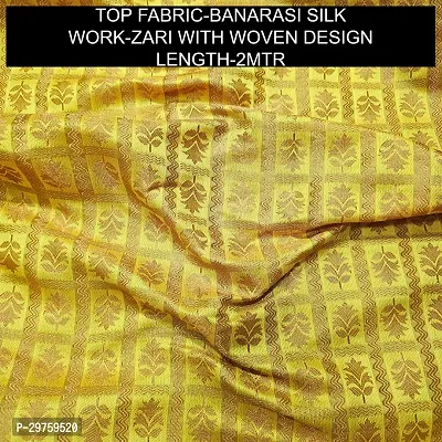 Elegant Yellow Banarasi Silk Brocade Dress Material without Dupatta For Women-thumb2