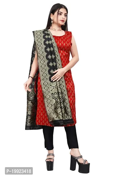 Elegant Red Jacquard Art Silk Kurta with Pant And Dupatta Set For Women