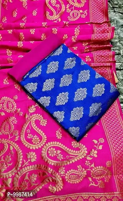 Fancy Banarasi Silk Unstitched  Suit With Duppata-thumb0