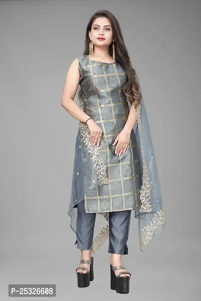 Fancy Jacquard Kurta Set For Women-thumb0