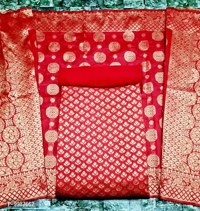 Fancy Banarasi Silk Unstitched  Suit With Duppata-thumb0