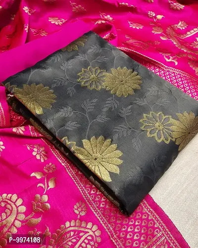 Fancy Banarasi Silk Unstitched  Suit With Duppata-thumb0