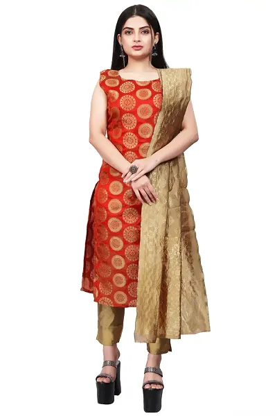 Elegant Jacquard Art Silk Kurta with Pant And Dupatta Set