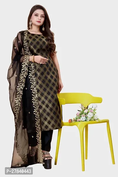 Designer Silk Unstitched Dress Material Top With Bottom Wear And Dupatta Set for Women-thumb0