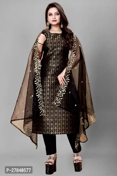 Designer Silk Unstitched Dress Material Top With Bottom Wear And Dupatta Set for Women