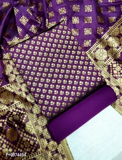 Fancy Banarasi Silk Unstitched  Suit With Duppata-thumb0