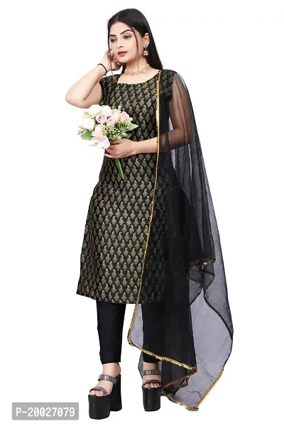 Womens Woven Design Kurta Pant With Dupatta Set-thumb0