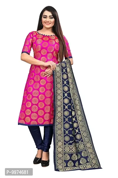 Fancy Banarasi Silk Unstitched  Suit With Duppata-thumb0