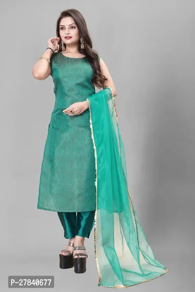 Designer Silk Unstitched Dress Material Top With Bottom Wear And Dupatta Set for Women