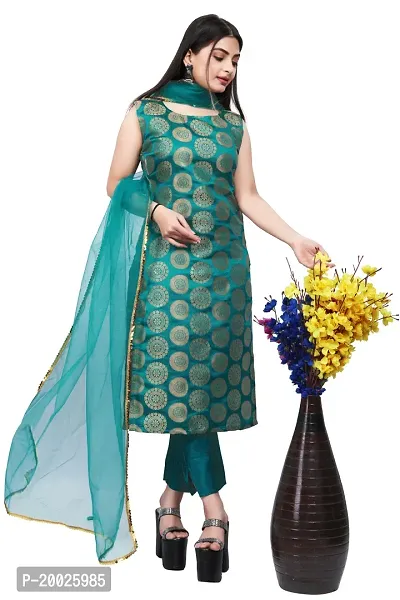 Womens Woven Design Kurta Pant With Dupatta Set