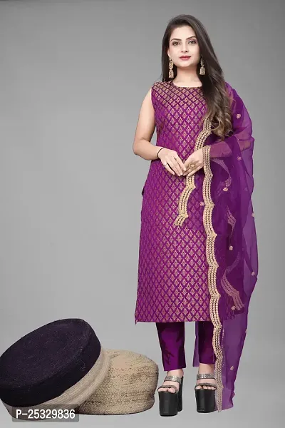 Fancy Jacquard Kurta Set For Women-thumb0