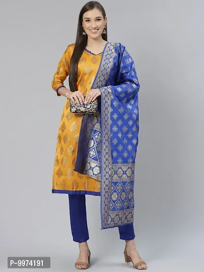 Fancy Banarasi Silk Unstitched  Suit With Duppata-thumb0