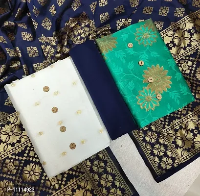 Elegant Banarasi Silk Dress Material With Dupatta Combo-thumb0