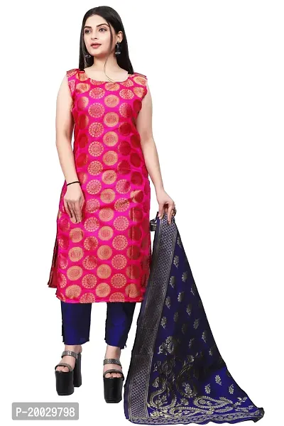 Womens Woven Design Kurta Pant With Dupatta Set