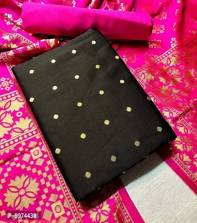 Fancy Banarasi Silk Unstitched  Suit With Duppata-thumb0