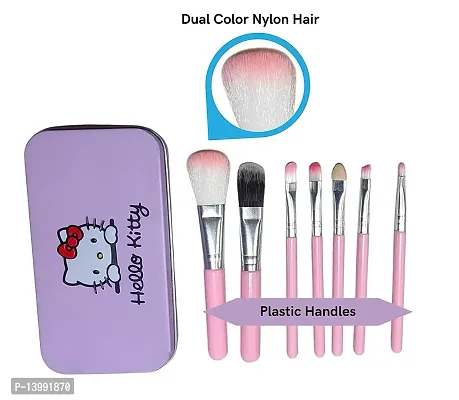 Hello Kitty Makeup Mini Brush Kit set of 7 with 2 pcs of MFIO Insta Beauty Water  Smudge Proof 36 Hour Long Lasting Liquid Eye Liner 2.5 g (The Swiss Eyes)-thumb2