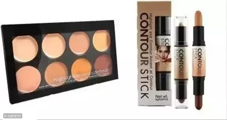 Concealer Of 8 Shades With Contour 3D Stick Pack Of 2