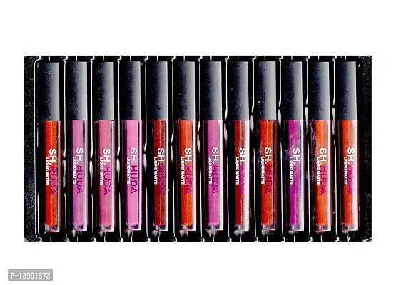 HUDA Soft velvet Matte Mousse Kiss Proof Non Transfer Liquid Beauty Lipsticks Set Of 12 Pcs
