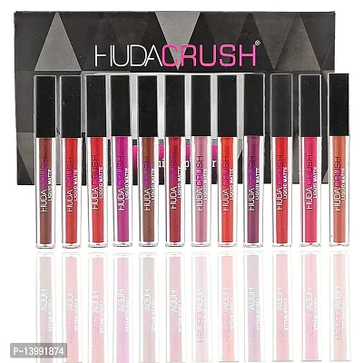 Huda Hudacrush Beauty Matte Finish, Long Lasting, Waterproof Liquid Lipsticks Combo Set For Women - 12Pcs-thumb2