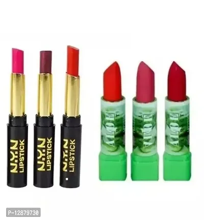 Nyn 3 Creme Lipstick With 3 Ads Green/Aloe Tea 6 Gm Pack Of 6