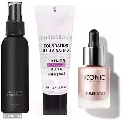 Illuminator Liquid Highlighter With Makeup Fixer And Makeup Pre Primer (Pack Of 3 Items)