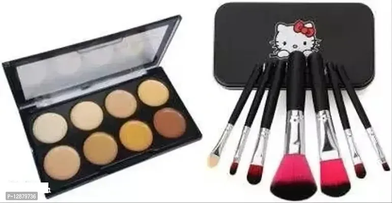 8 Shades Concealer Palette  7 Piece Hello Kitty Brush Set (8 Items In The Set)