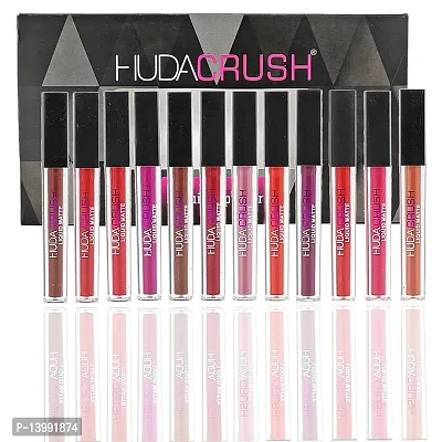 Huda Hudacrush Beauty Matte Finish, Long Lasting, Waterproof Liquid Lipsticks Combo Set For Women - 12Pcs-thumb0