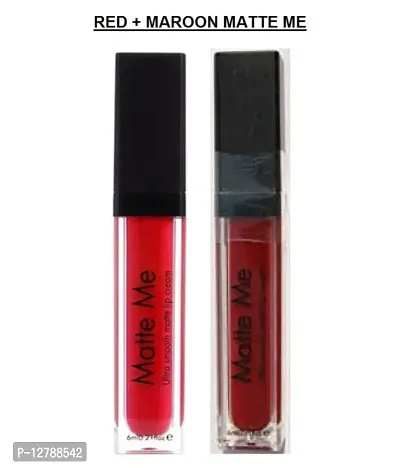 INDCUL Matte Me Liquid Lipstick RED + MAROON PACK OF 2-thumb0