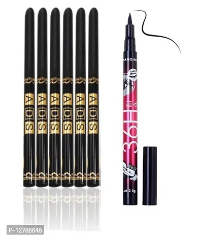 ADS Pencil Eyeliner Pencil 6 PCS   36 Hr Eyeliner 5 gm-thumb0