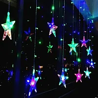 Own Box Star Curtain Light 6 Big Star 6 Small Star with 8 Flashing Modes for Decoration Multicolor (Pack of 1)-thumb1