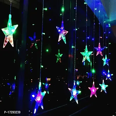 Own Box Star Curtain Light 6 Big Star 6 Small Star with 8 Flashing Modes for Decoration Multicolor (Pack of 1)-thumb2